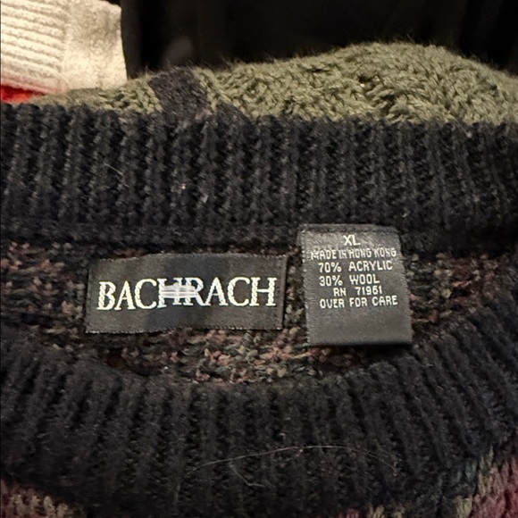 VINTAGE BACHRACH chunky knit grandpa style wool blend crewneck sweater XL - Picture 2 of 5